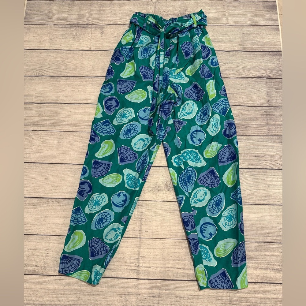 Talbots Petite Collection Shell Print green Pants… - image 1
